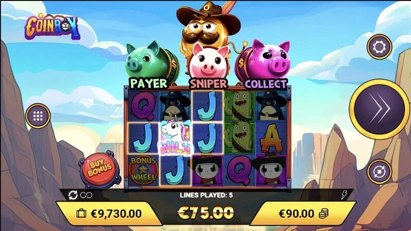 Coinboy - pangunahing screen na may mga reel
